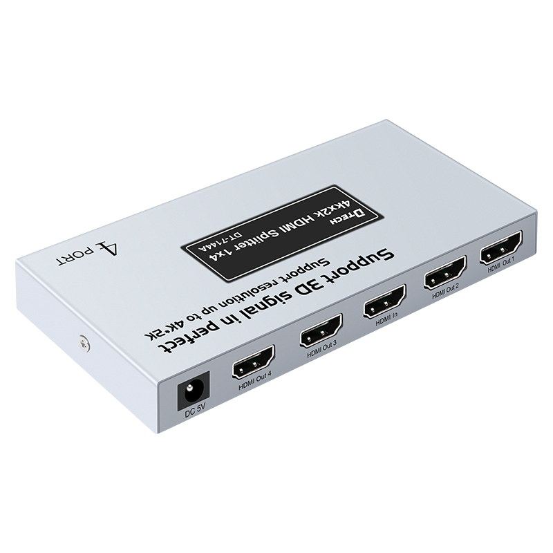 Splitter HDMI 4K 1 Ingresso 4 Uscite – Con EDID, HDCP, HDR, 3D, Scocca In Alluminio, Alimentazione USB, Per PC, Console E Proiettori