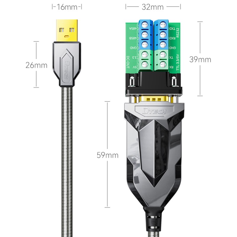 Cable serie blindado USB a RS232 RS485 TTL