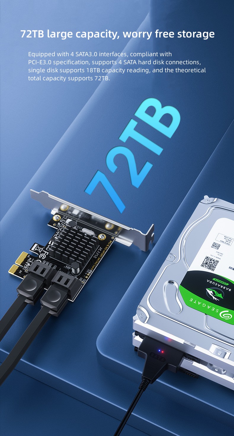 Tarjeta de expansión PCI-E a SATA3.0 de 4 puertos