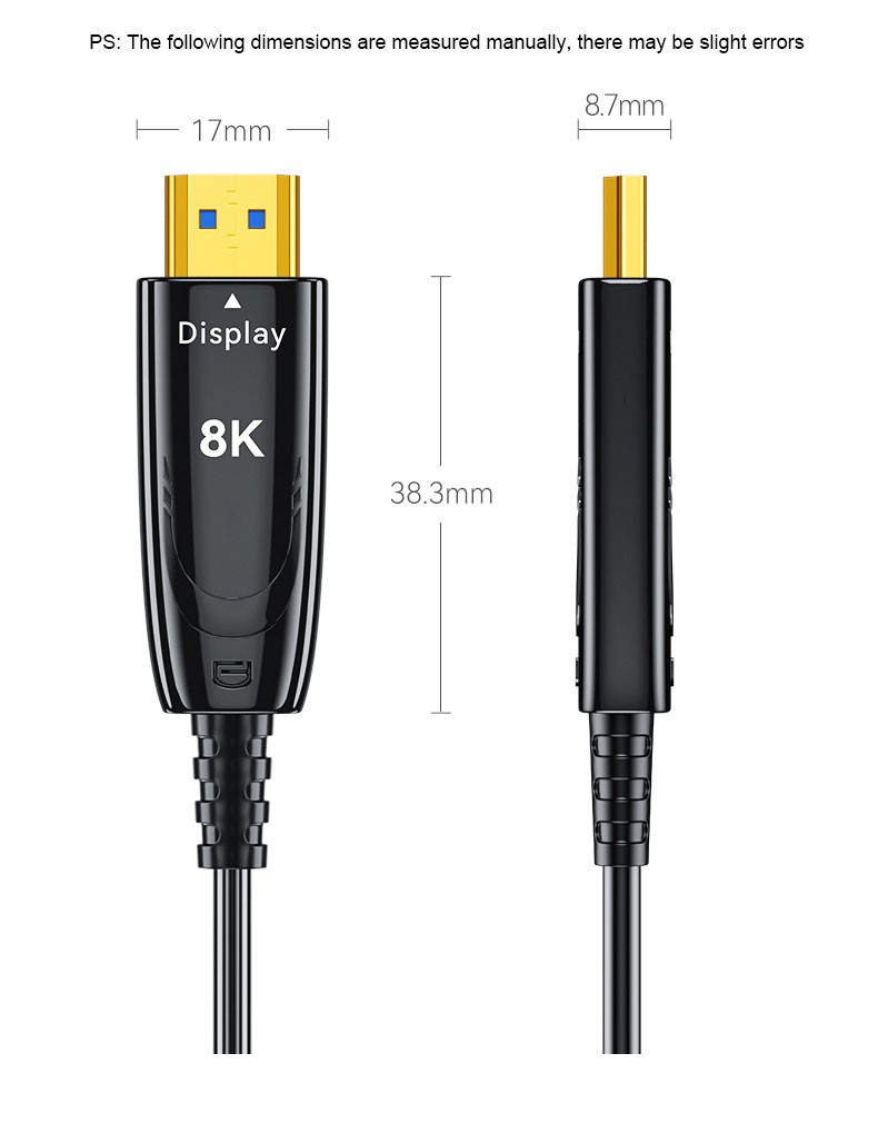 Cable de fibra óptica HDMI 2.1 de 8K