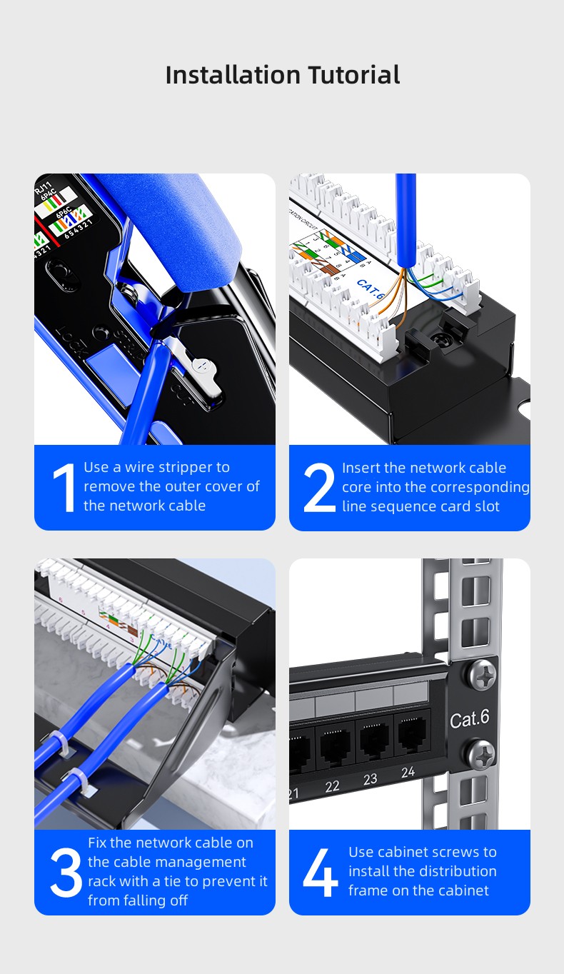 Panel de conexión CAT6 de 24 puertos