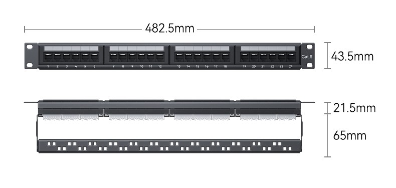 Panel de conexión CAT6 de 24 puertos