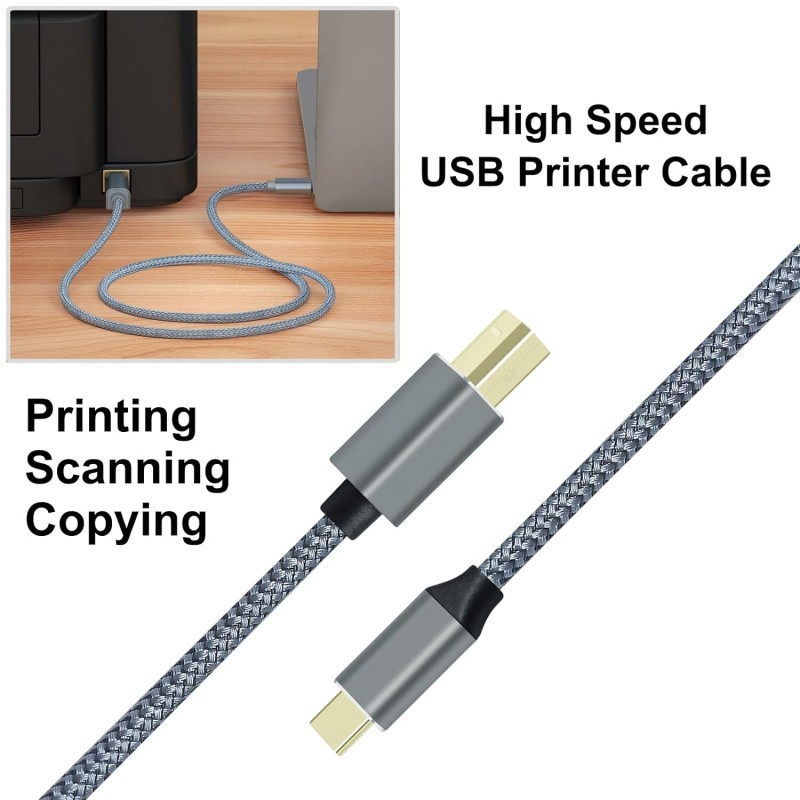 Cable de impresora USB C a USB B